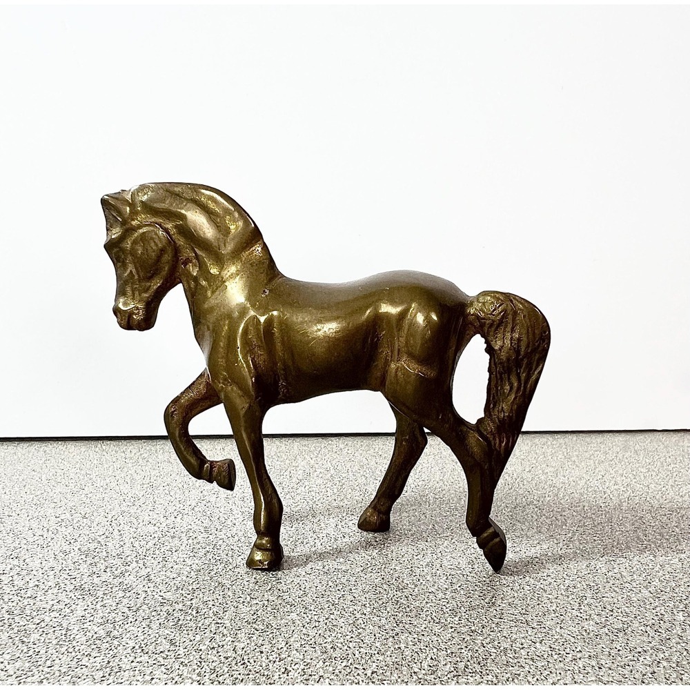Small Brass Horse figurine boho equestrian‎ pony Whistler